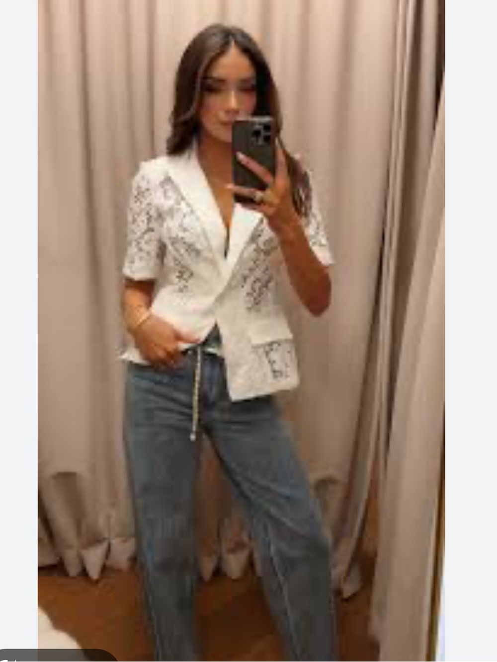 GENERATION LOVE Lace Short-Sleeve Blazer Jacket - White - Picture 8 of 16